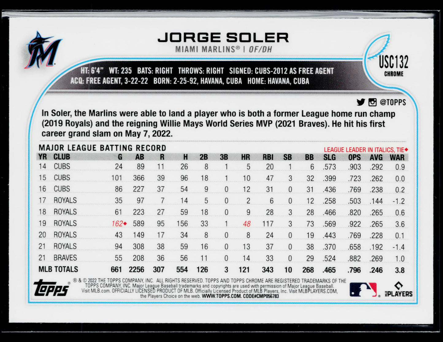 2022 Topps Chrome Update Jorge Soler Purple #USC132