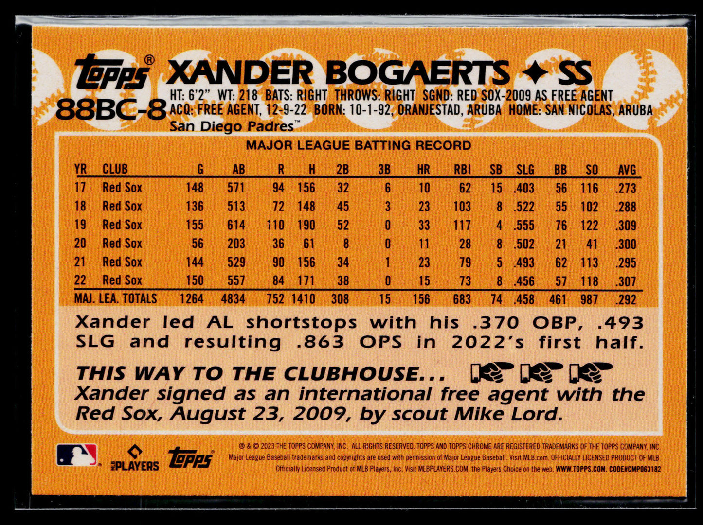 2023 Topps Chrome Xander Bogaerts 1988 Topps Baseball 35th Anniversary #88BC-8