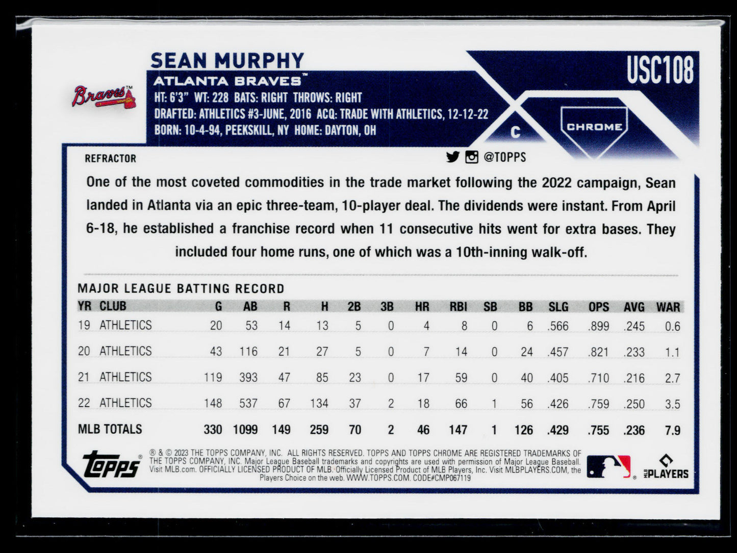 2023 Topps Chrome Update Sean Murphy Refractor #USC108
