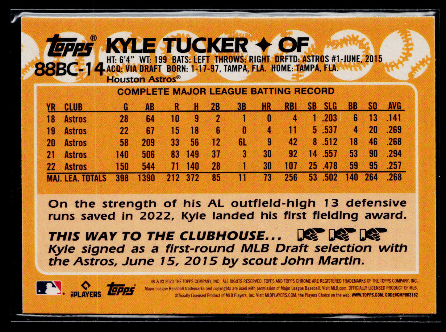 2023 Topps Chrome Kyle Tucker 1988 Topps Baseball 35th Anniversary #88BC-14
