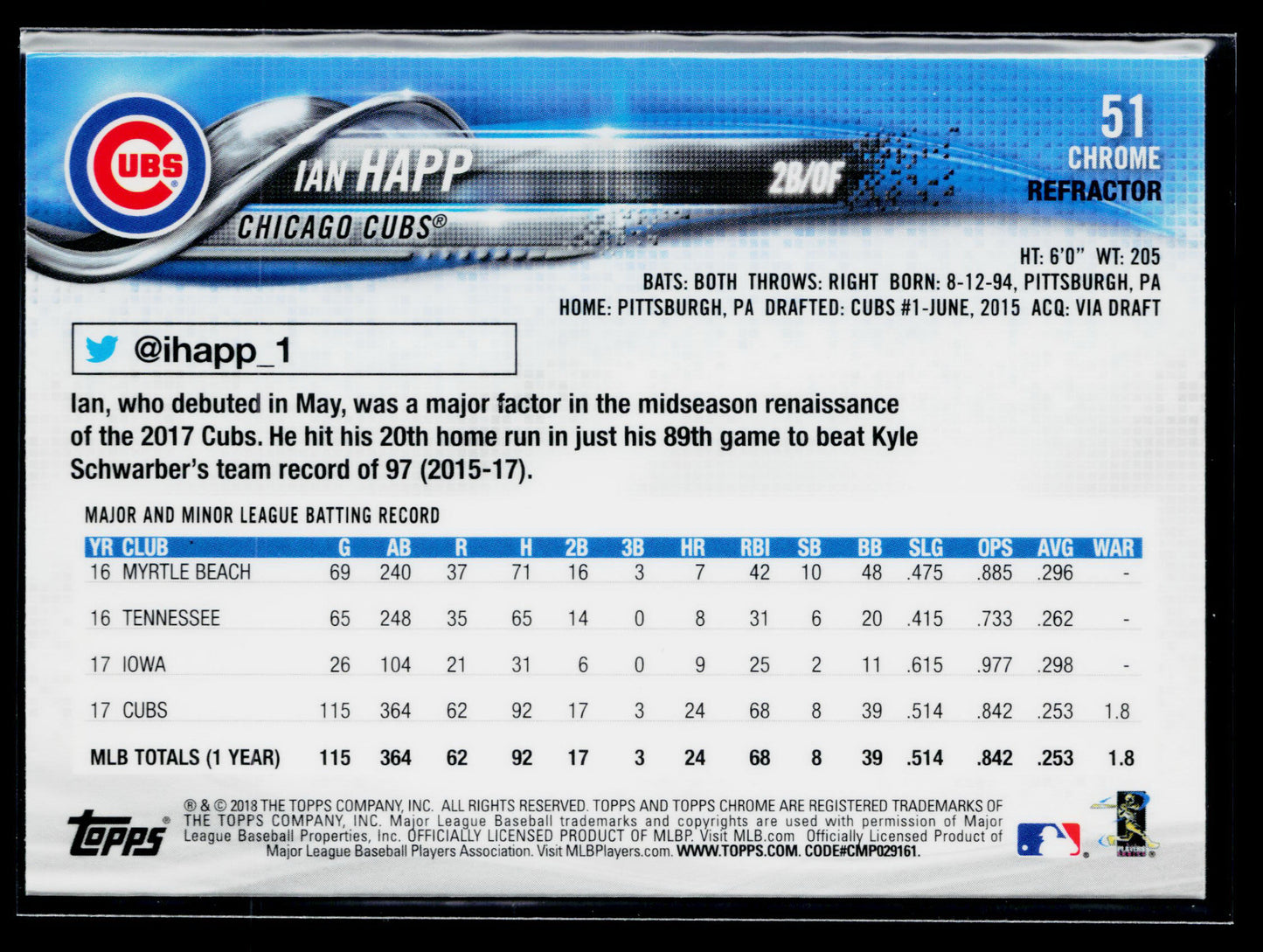 2018 Topps Chrome Ian Happ Refractor #51