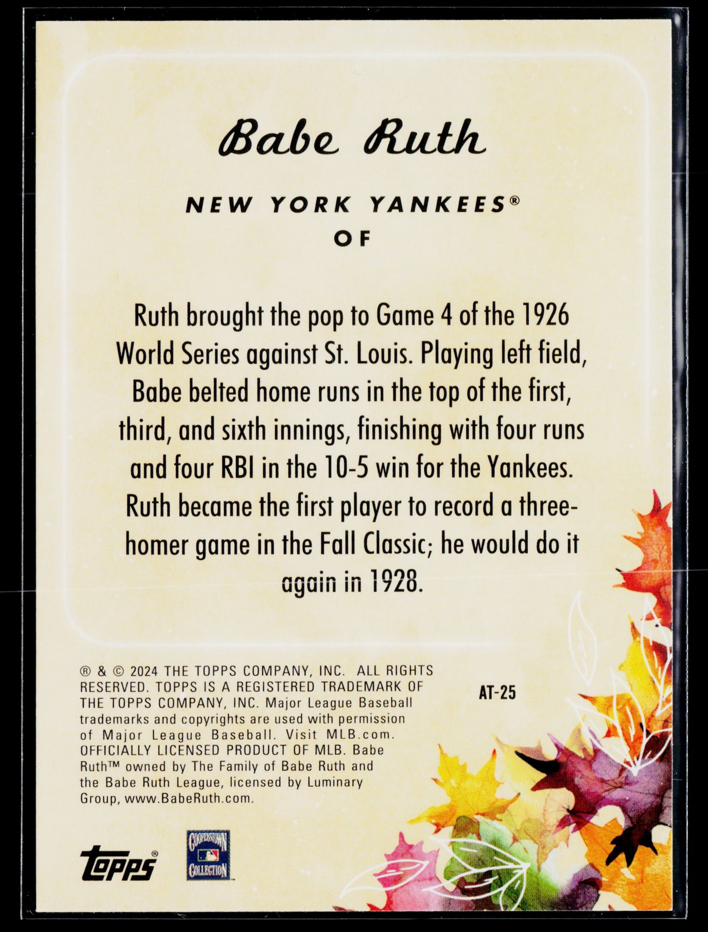 2024 Topps Update Babe Ruth Autumn Tales #AT-25