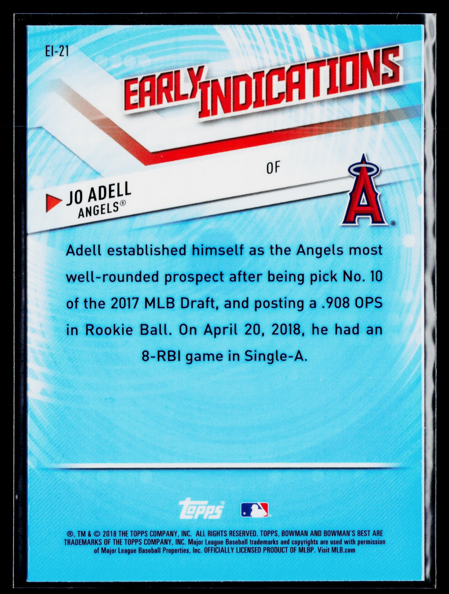 2018 Bowman's Best Jo Adell Early Indications #EI-21