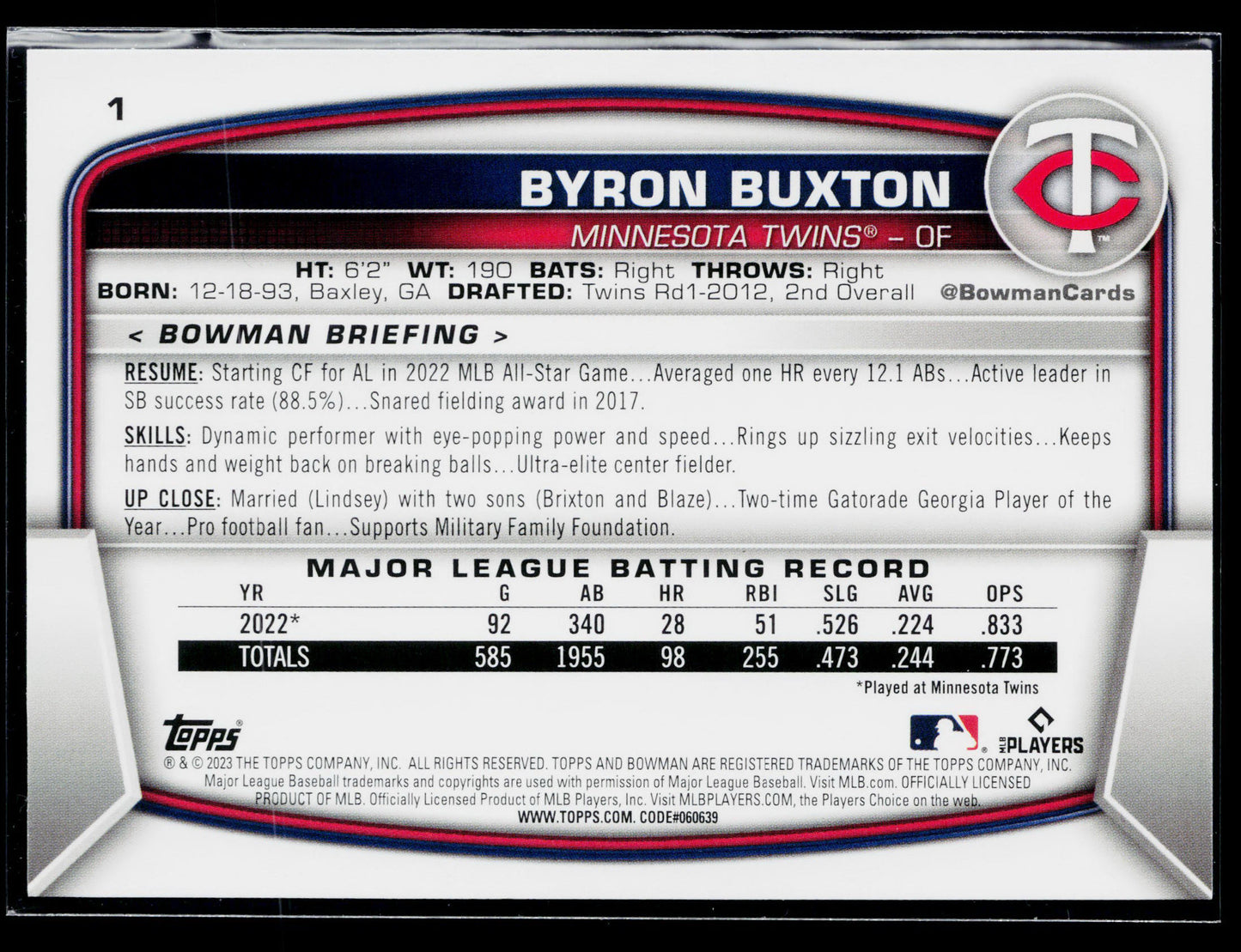 2023 Bowman Byron Buxton #1