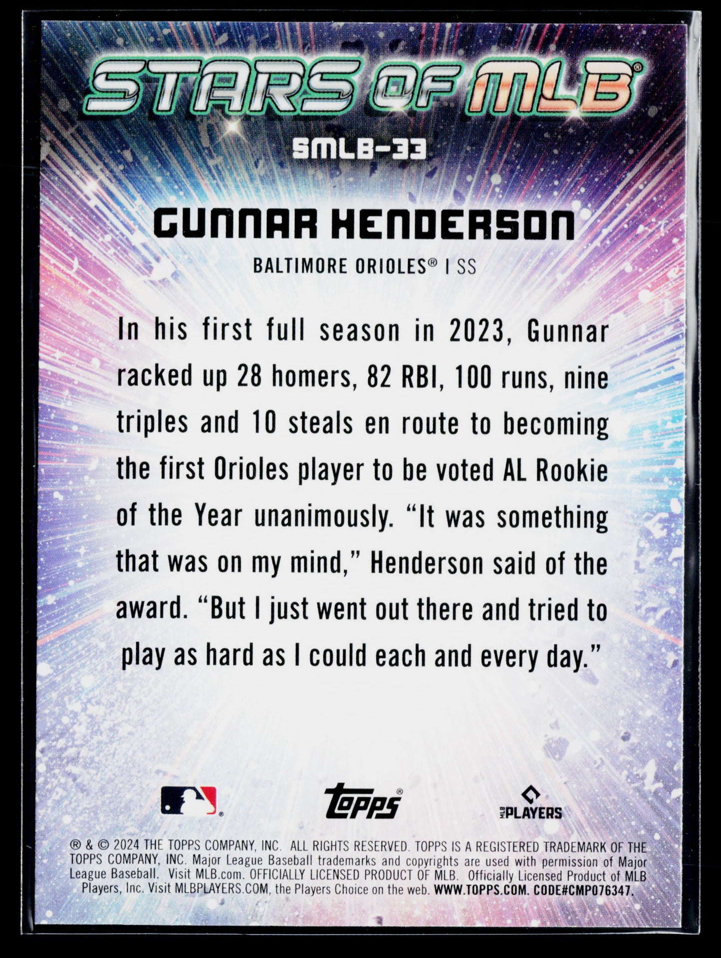 2024 Topps Gunnar Henderson Stars of MLB #SMLB-33