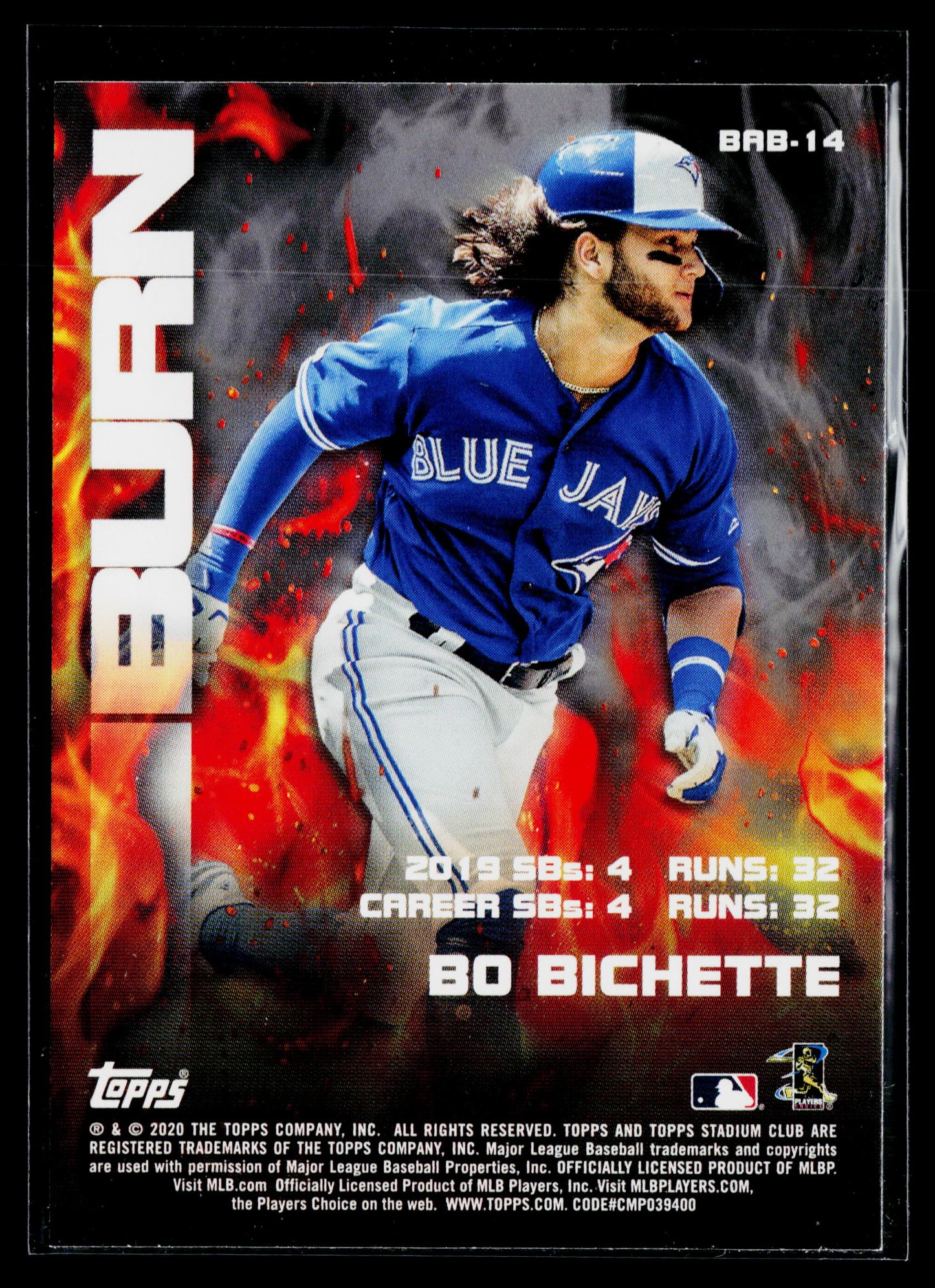 2020 Stadium Club Bo Bichette Bash & Burn #BAB-14