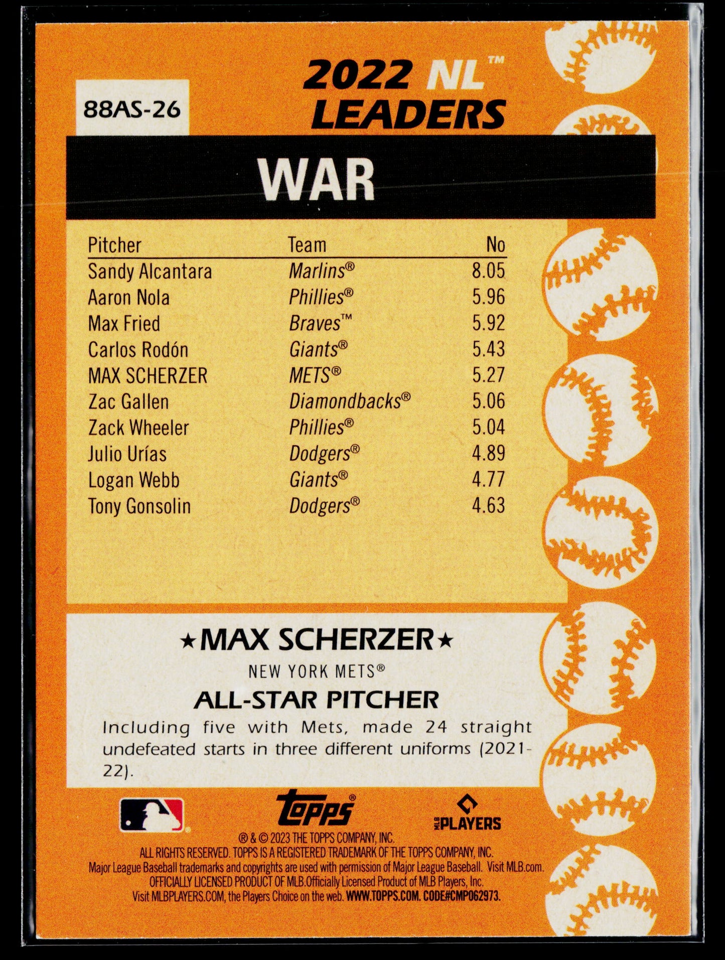 2023 Topps Max Scherzer 1988 Topps Baseball 35th Anniversary All-Stars #88AS-26