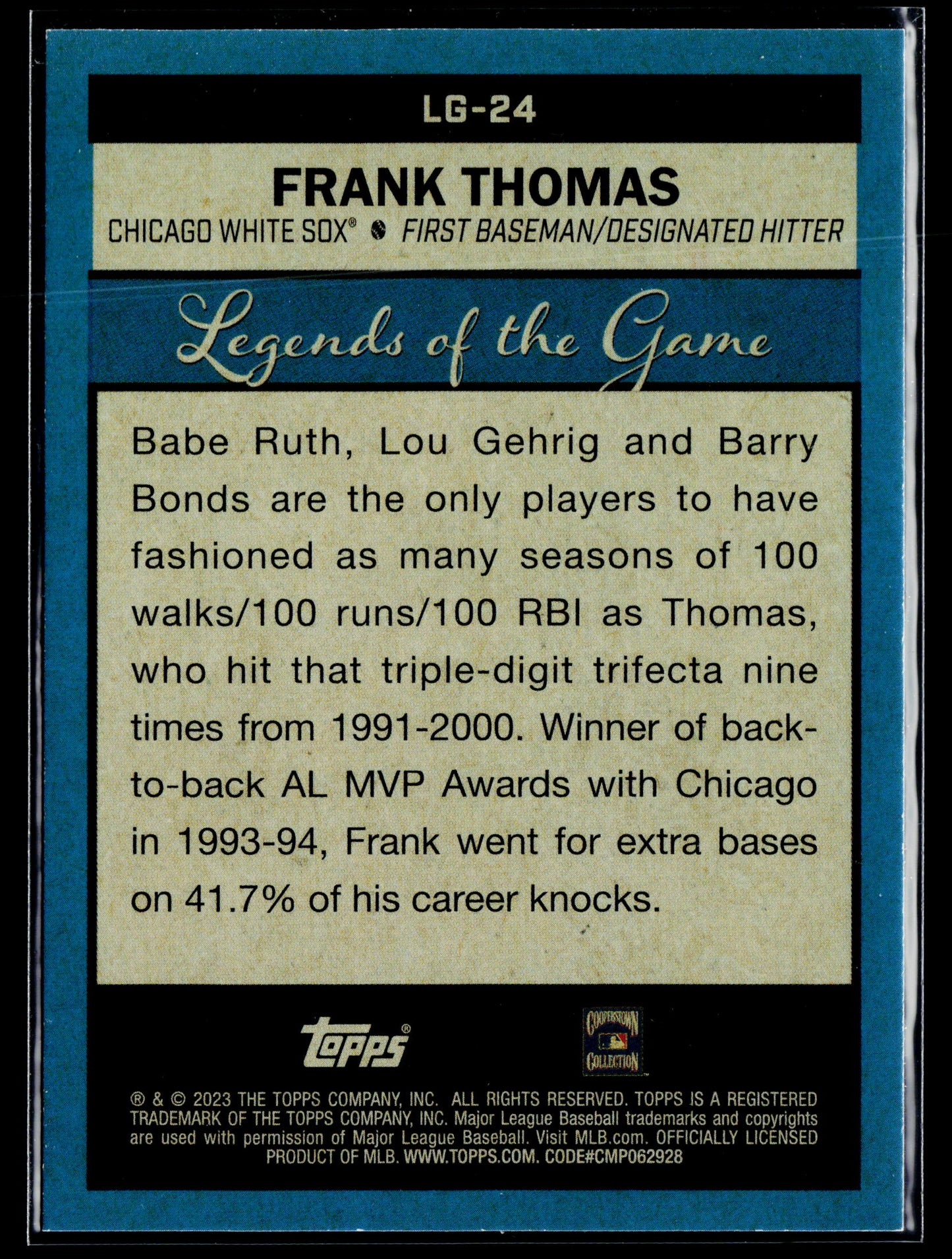 2023 Topps Frank Thomas Legends of the Game #LG-24