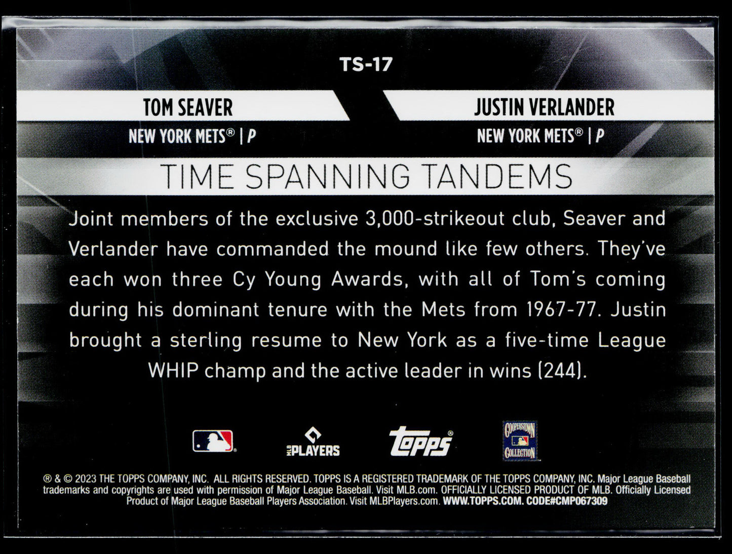 2023 Topps Update Justin Verlander / Tom Seaver Time Spanning Tandems #TS-17
