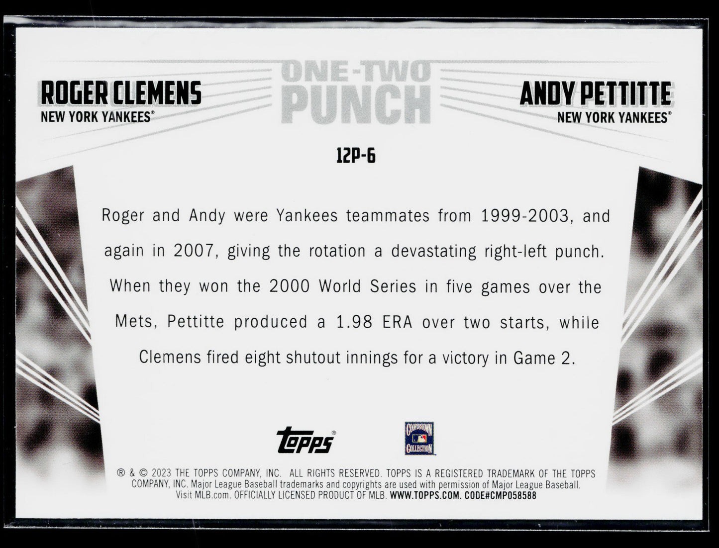2023 Topps Roger Clemens / Andy Pettitte One-Two Punch #12P-6