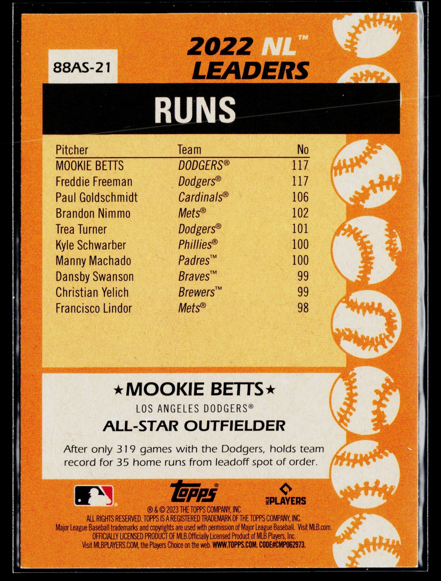 2023 Topps Mookie Betts 1988 Topps Baseball 35th Anniversary All-Stars #88AS-21