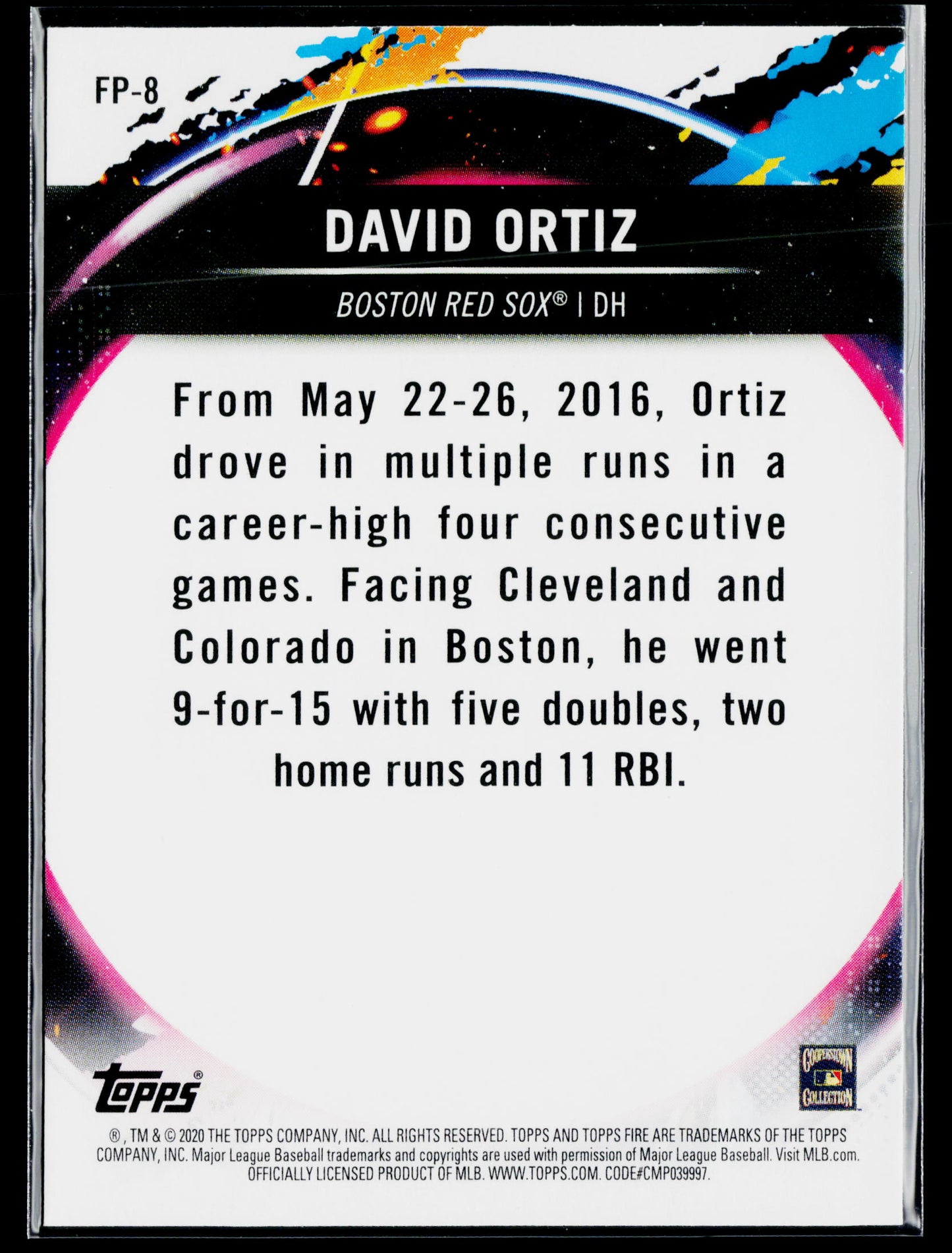 2020 Topps Chrome David Ortiz Topps Fire NBCD Preview #FP-8