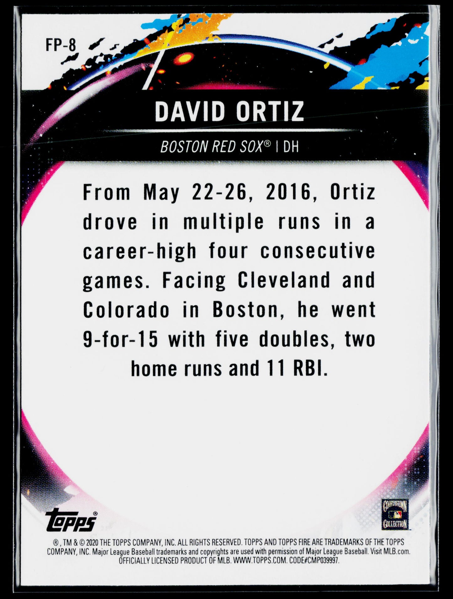 2020 Topps Chrome David Ortiz Topps Fire NBCD Preview #FP-8