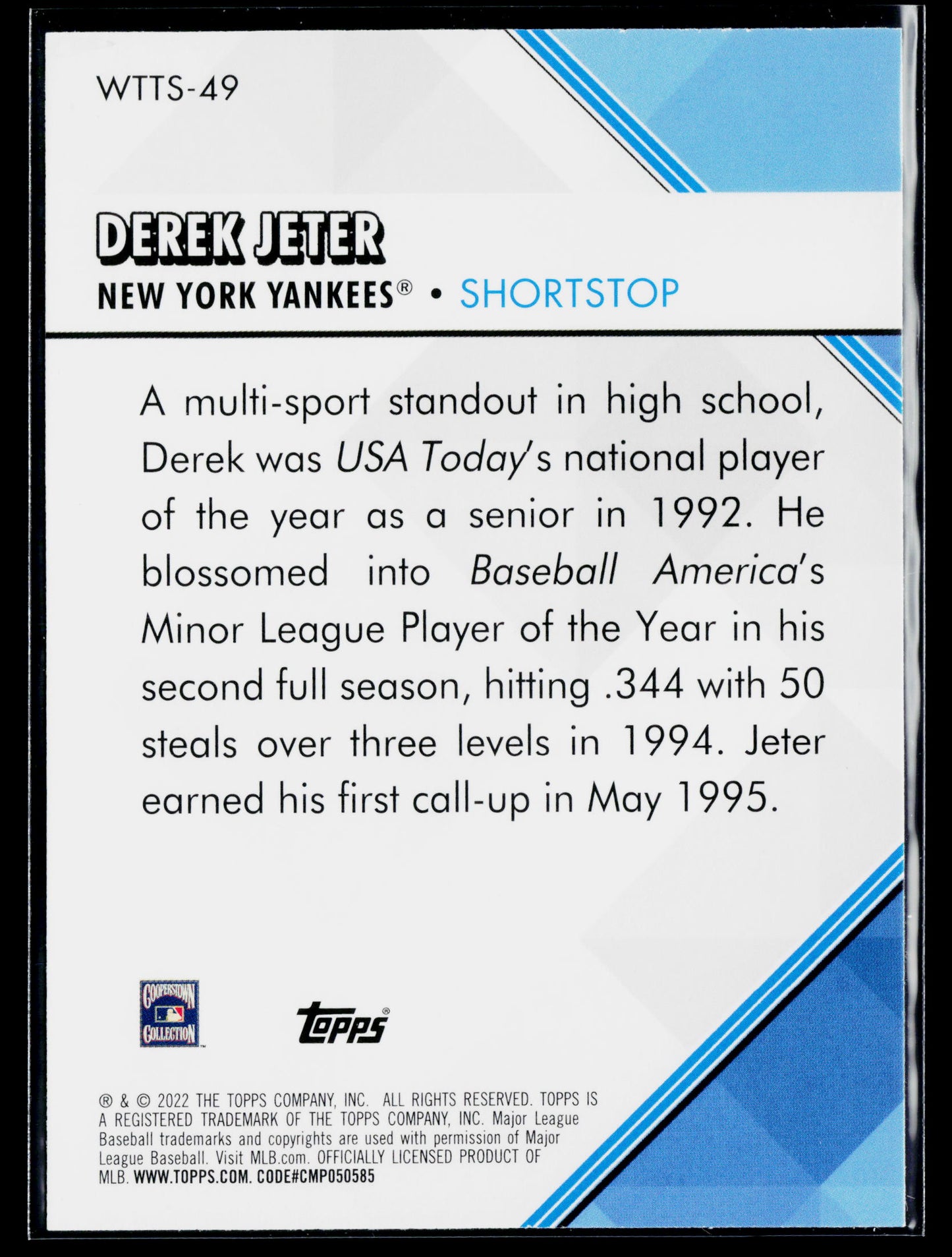 2022 Topps Derek Jeter Welcome to the Show #WTTS-49