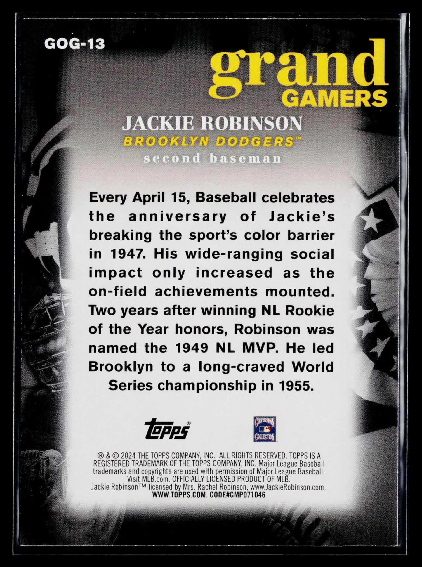 2024 Topps Jackie Robinson Grand Gamers #GOG-13