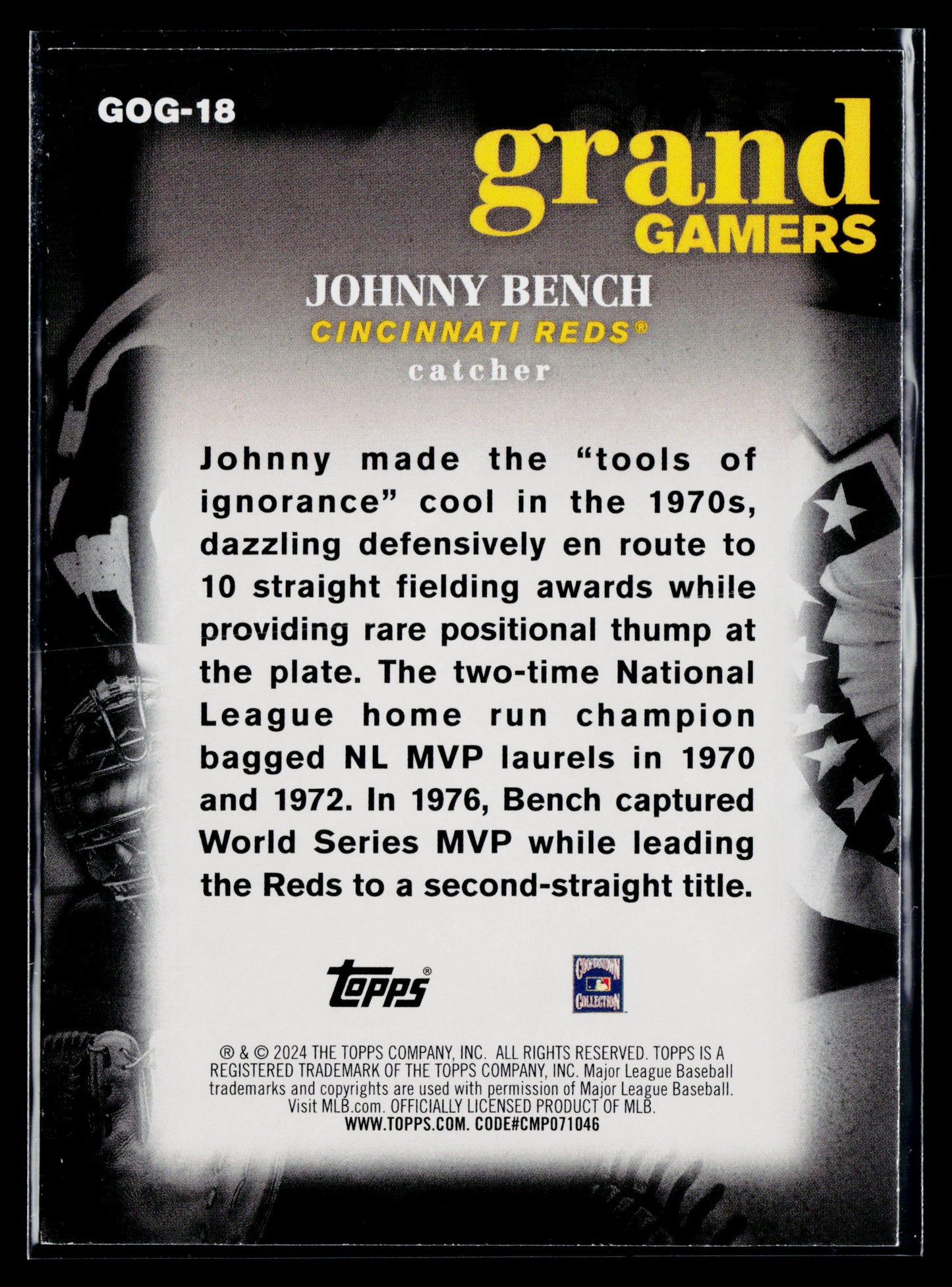 2024 Topps Johnny Bench Grand Gamers #GOG-18