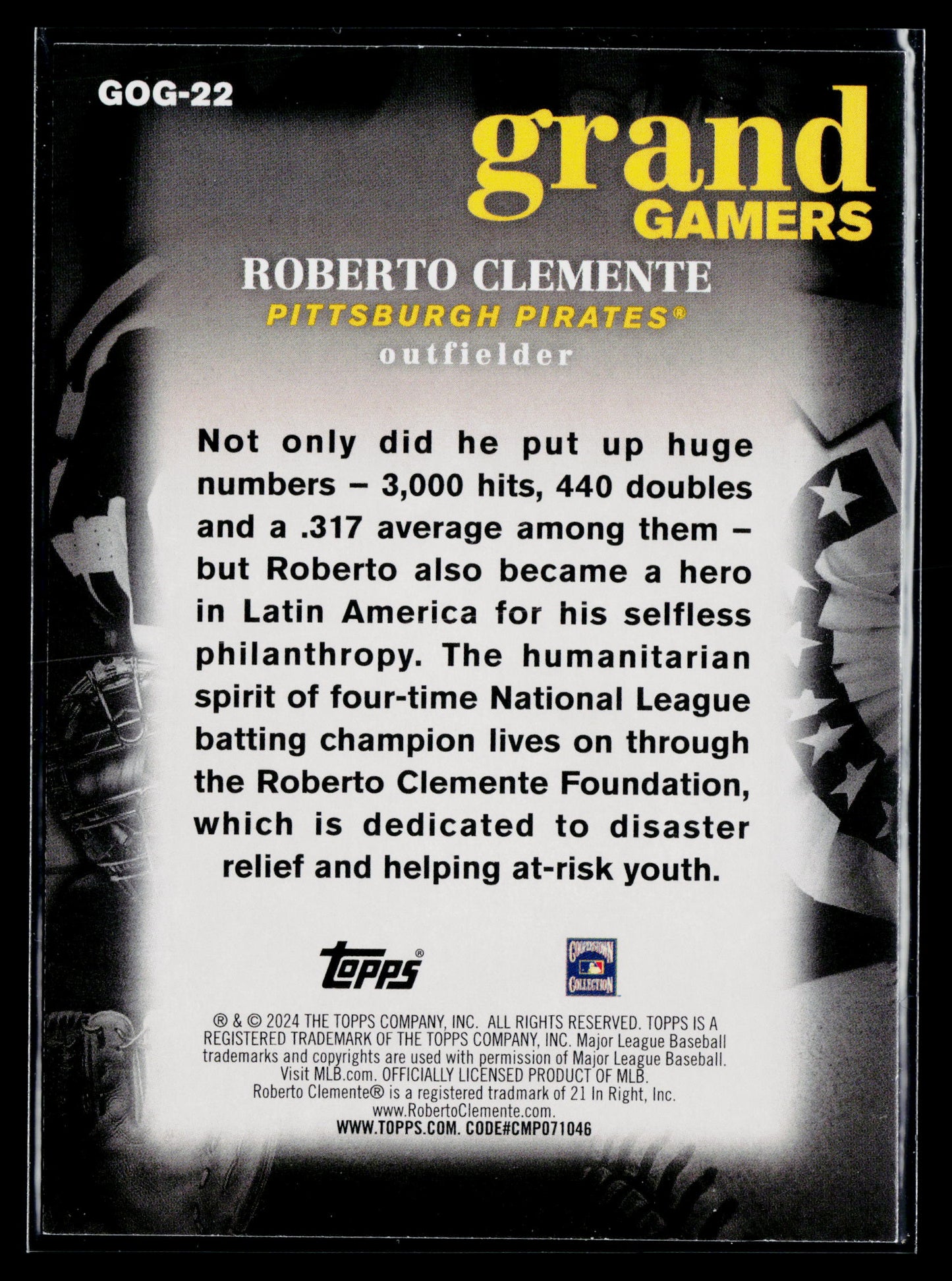 2024 Topps Roberto Clemente Grand Gamers #GOG-22