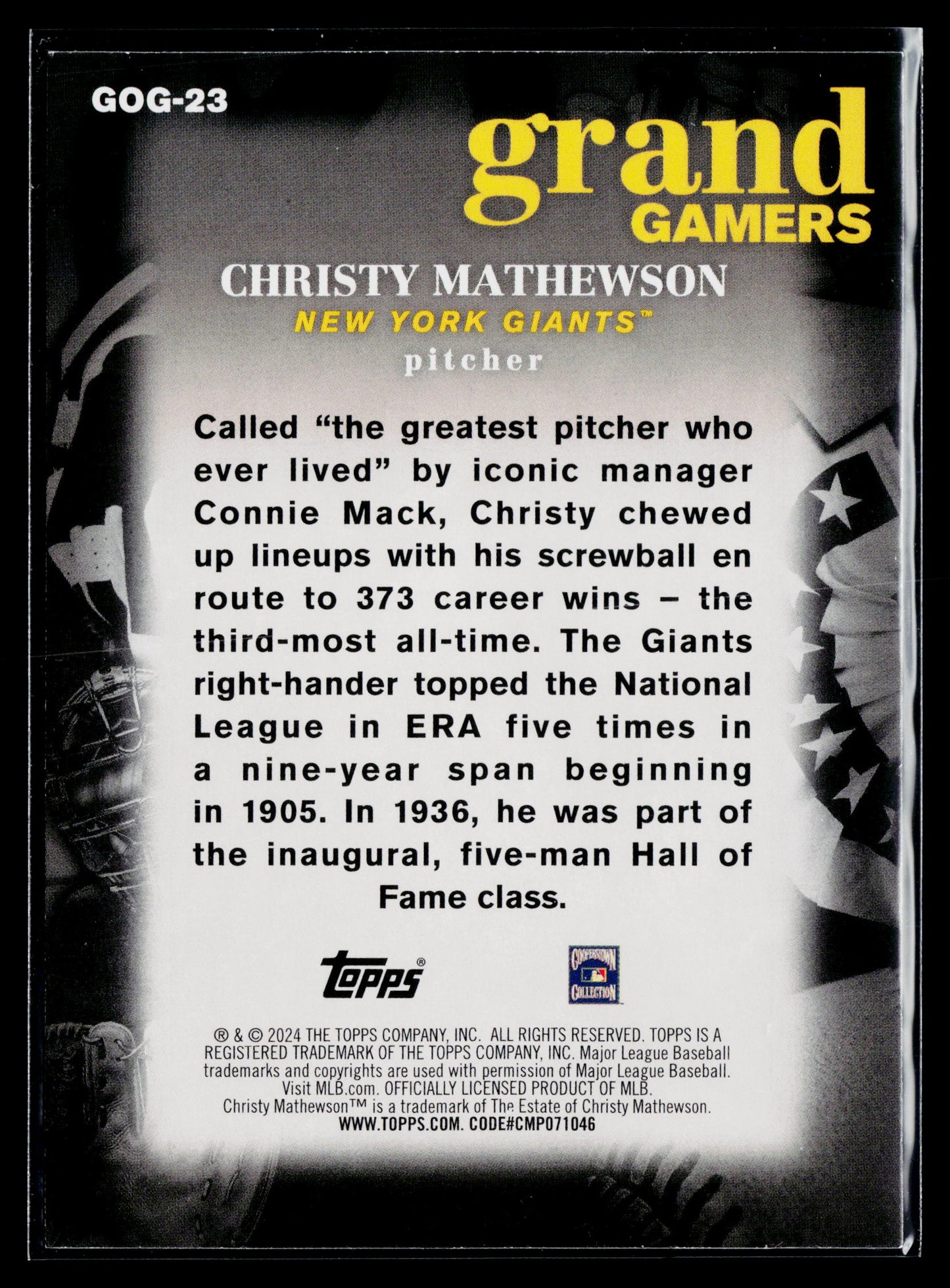 2024 Topps Christy Mathewson Grand Gamers #GOG-23