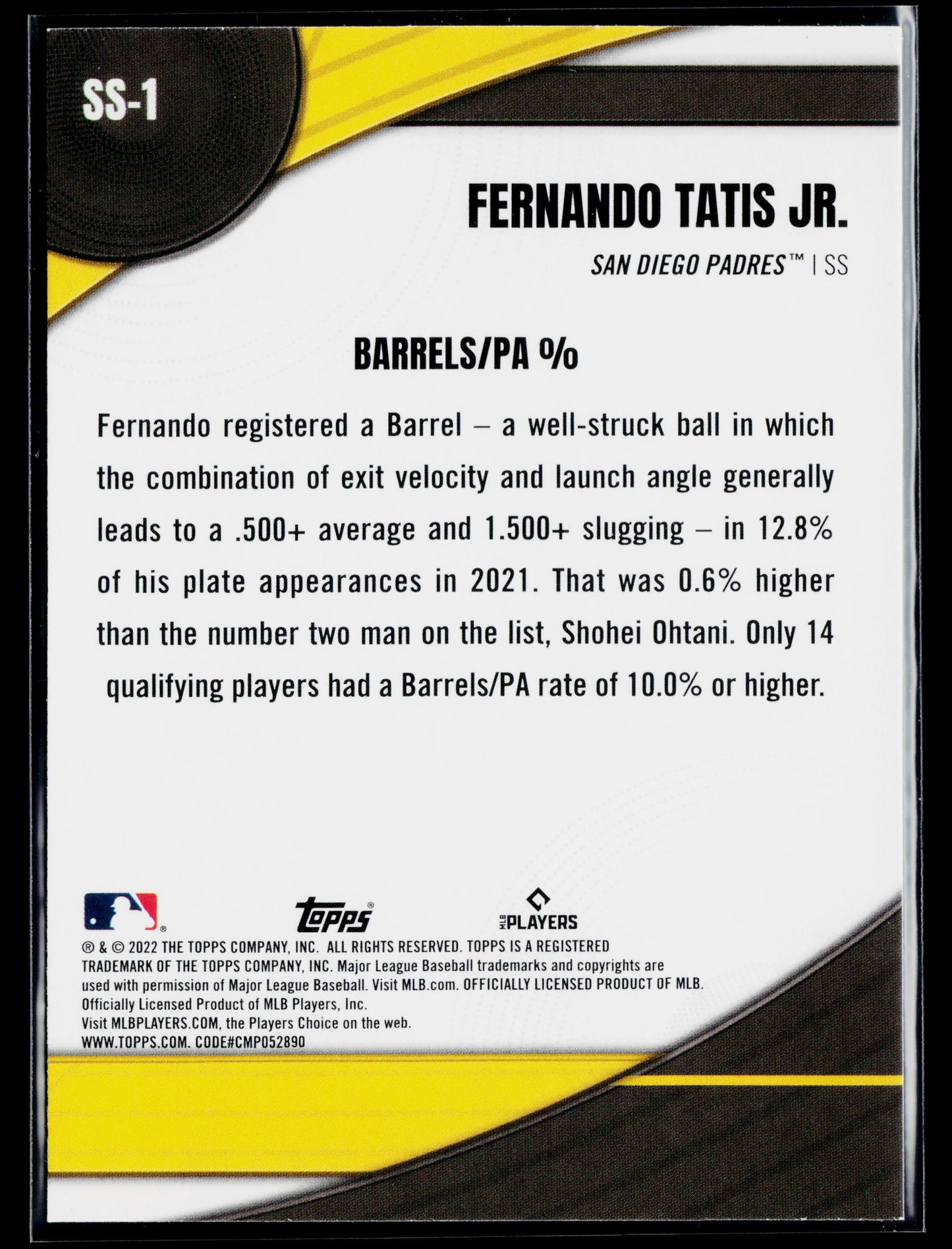 2022 Topps Fernando Tatis Jr. Significant Statistics #SS-1
