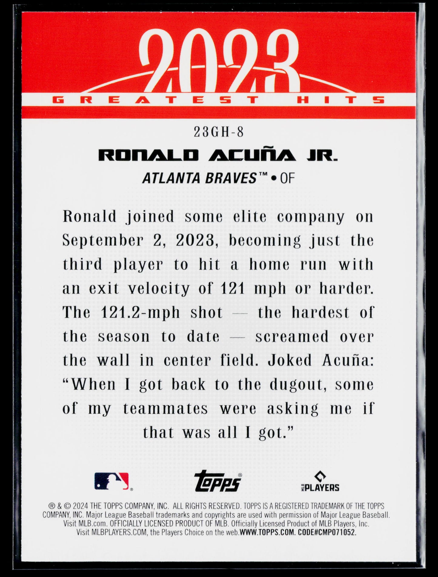 2024 Topps Ronald Acuña Jr. 2023 Greatest Hits #23GH-8