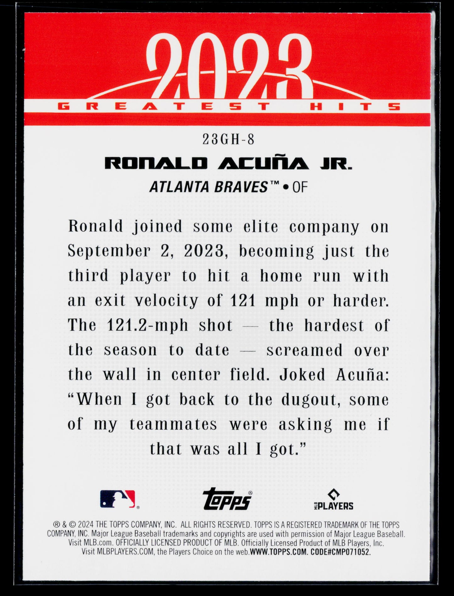 2024 Topps Ronald Acuña Jr. 2023 Greatest Hits #23GH-8