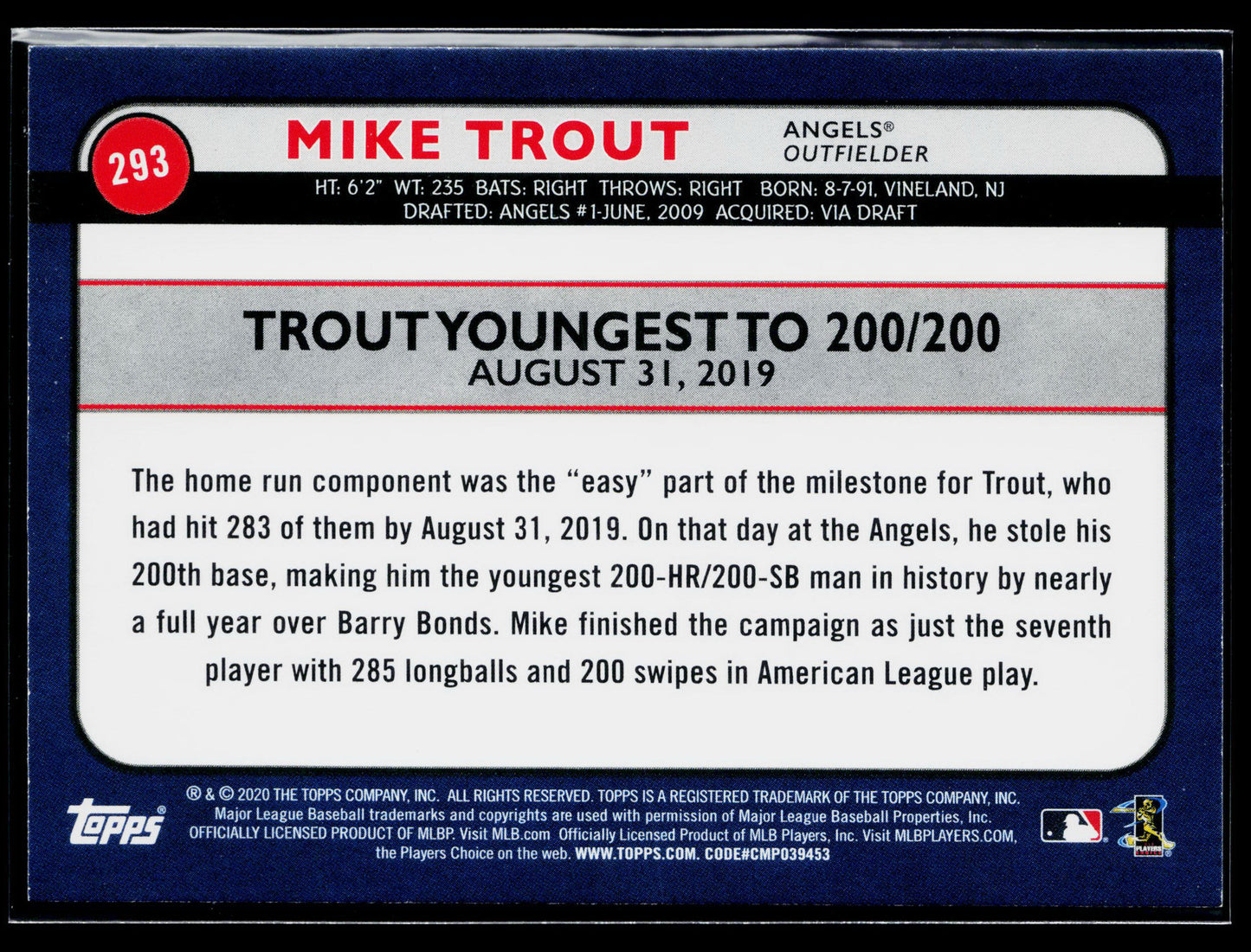 2020 Topps Big League Mike Trout #293