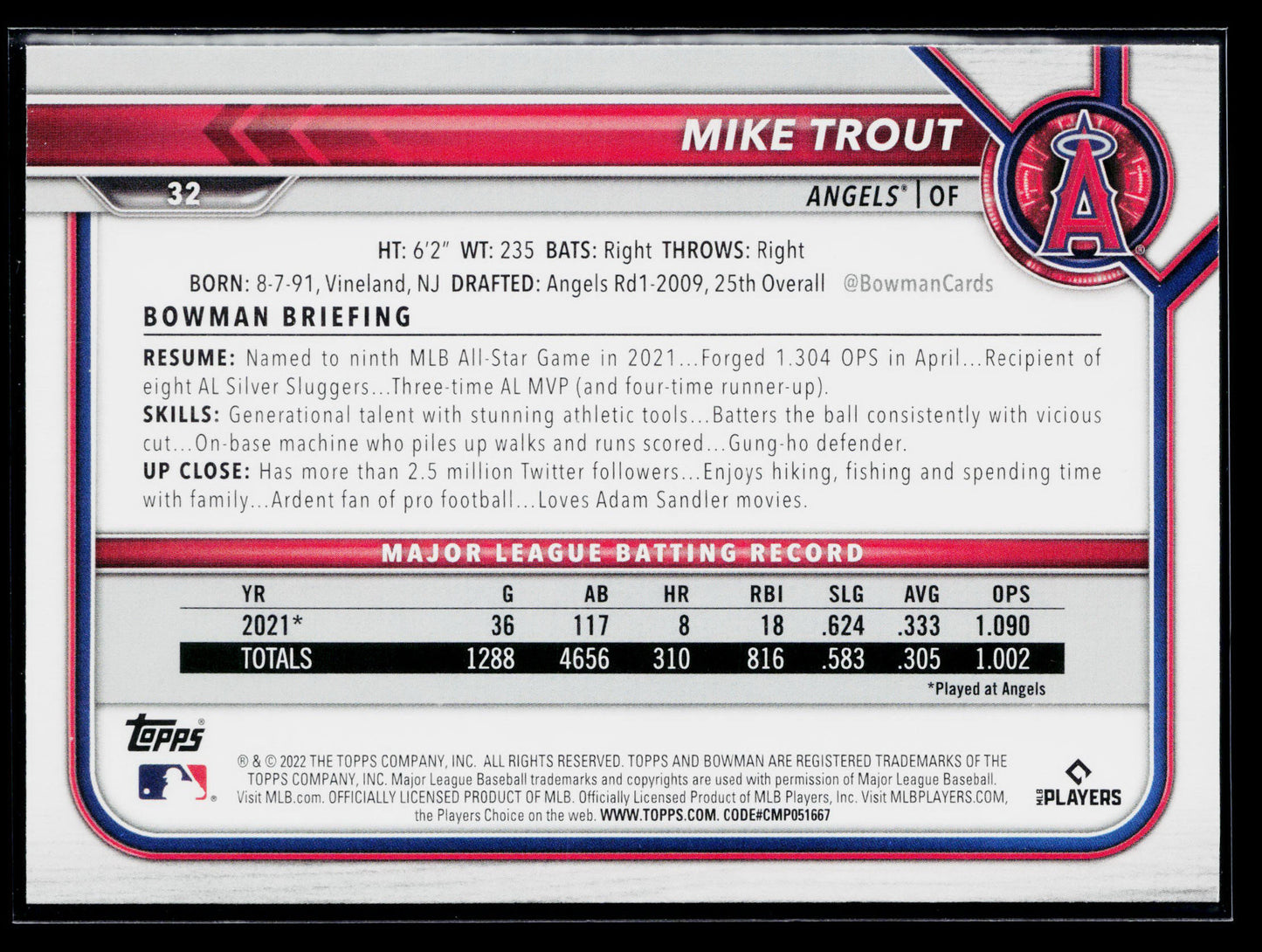 2022 Bowman Mike Trout #32
