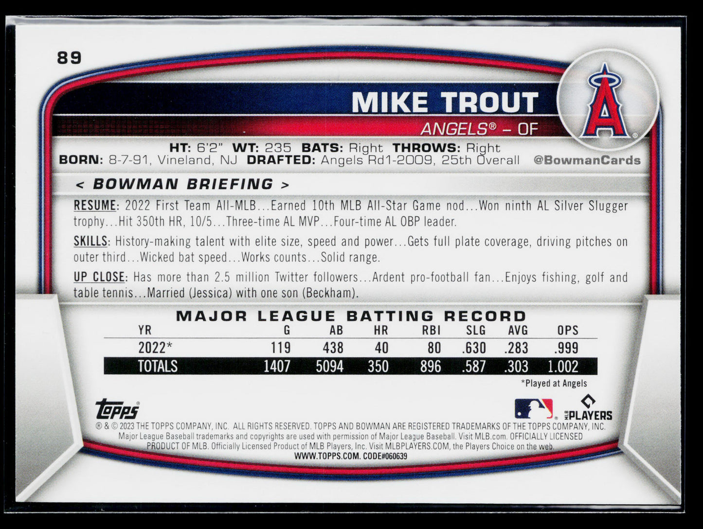 2023 Bowman Mike Trout #89