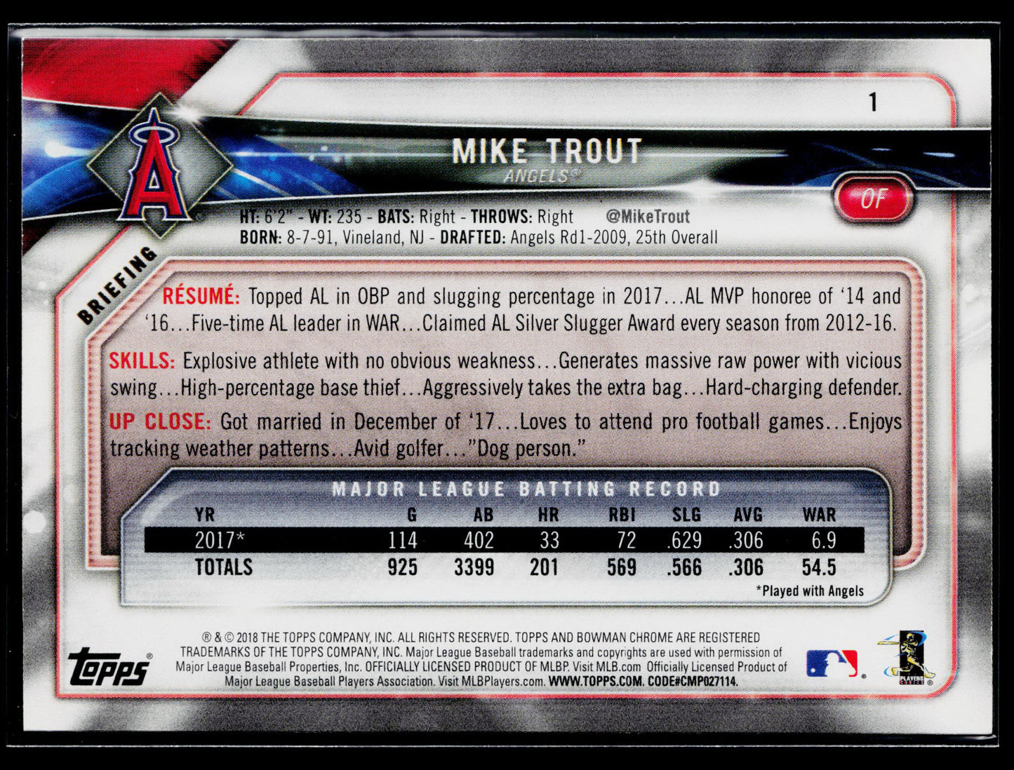 2018 Bowman Mike Trout #1