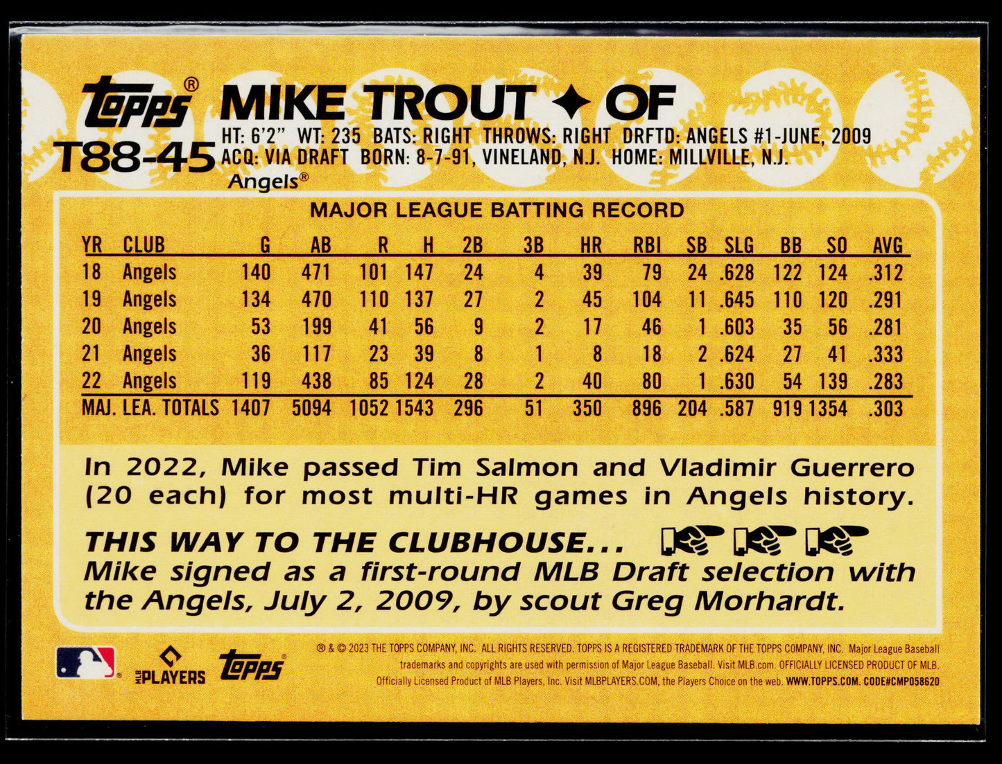 2023 Topps Mike Trout 1988 Topps Baseball 35th Anniversary (Series One) #T88-45
