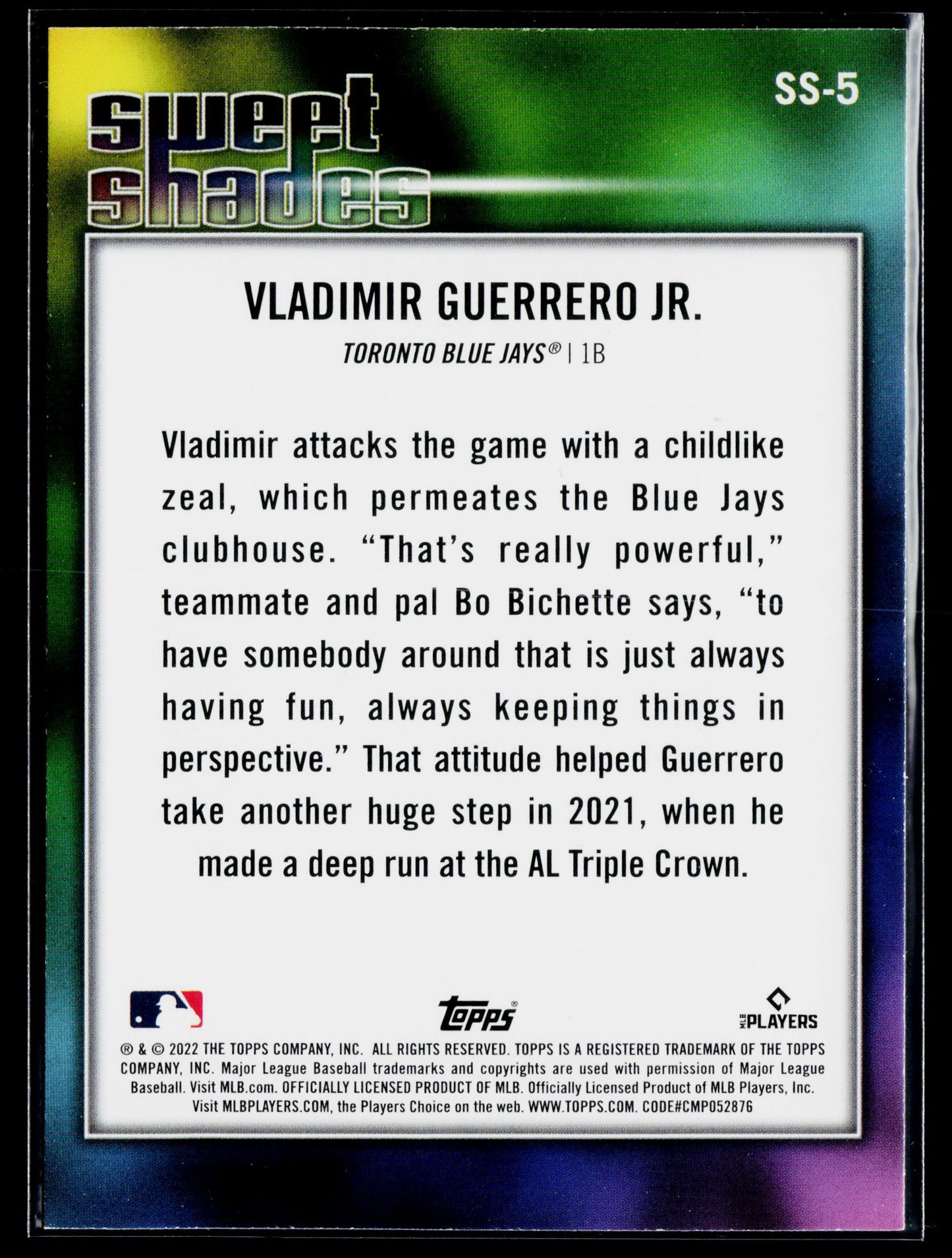 2022 Topps Vladimir Guerrero Jr. Sweet Shades #SS-5