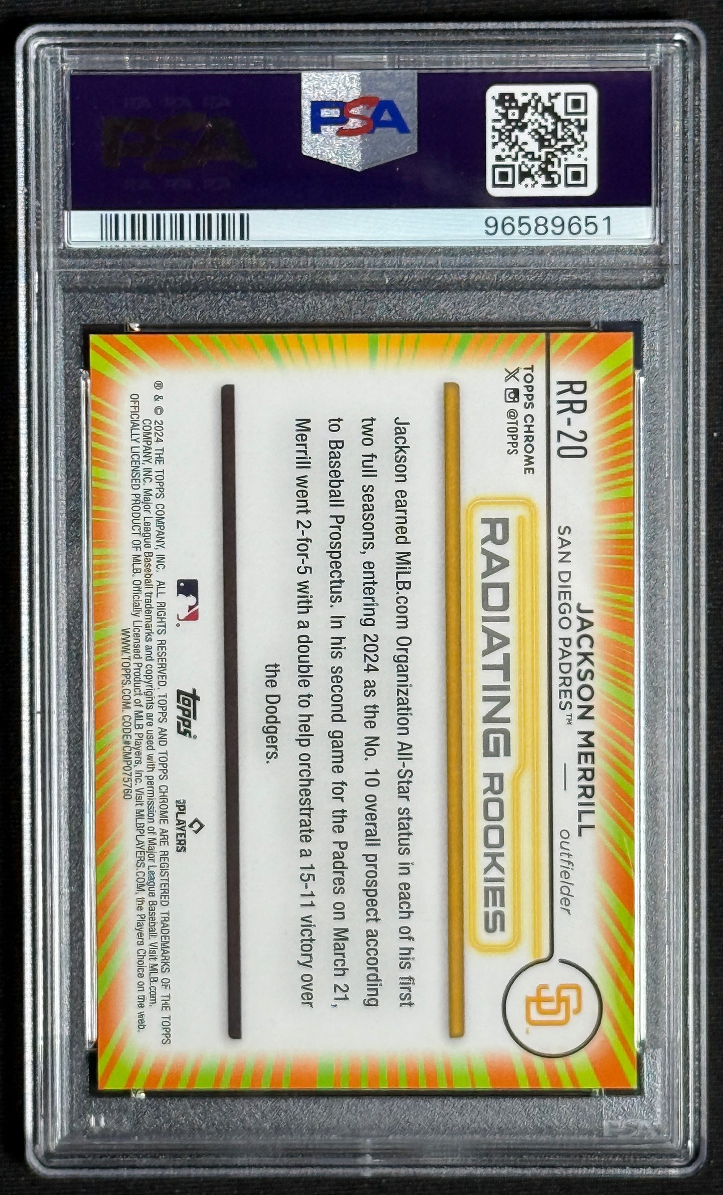 2024 Topps Chrome Jackson Merrill Radiating Rookies PSA 9 #RR-20