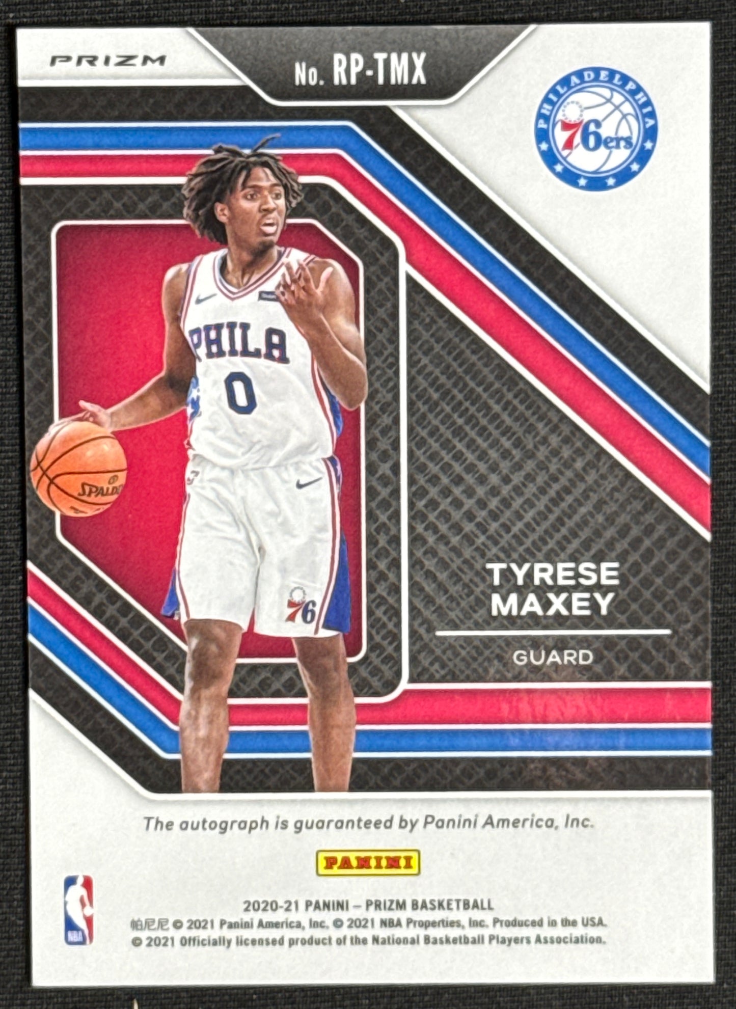 2020-21 Panini Prizm Tyrese Maxey Rookie Penmanship Prizms Silver Auto #RP-TMX