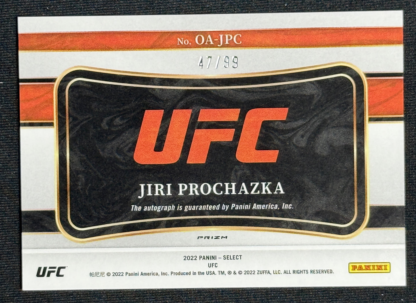 2022 Select UFC Jiri Prochazka Octagon Action Red Prizm Auto /99 #OA-JPC