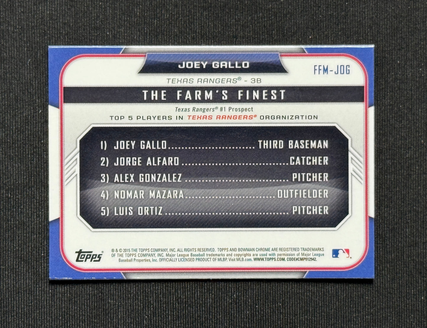 2015 Bowman Joey Gallo The Farm's Finest Minis #FFM-JOG