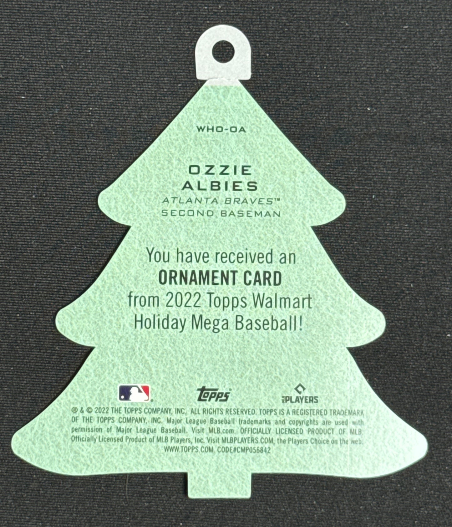 2022 Topps Holiday Ozzie Albies Oversized Die Cut Ornaments Box Toppers #WHO-OA