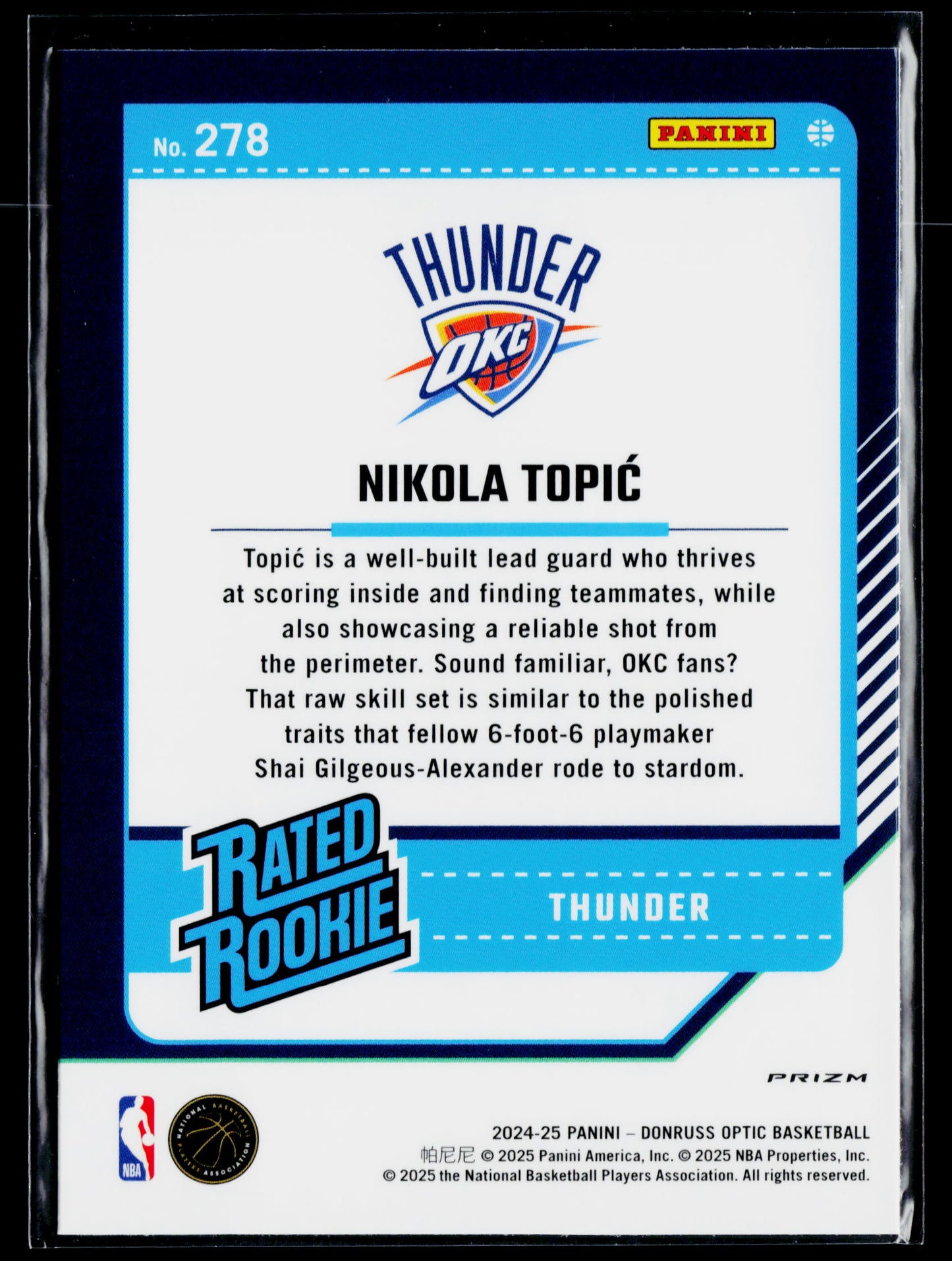 2024-25 Donruss Optic Nikola Topic Rookie Hyper Pink #278