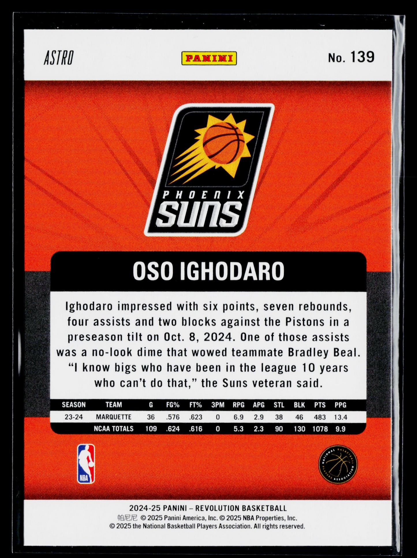 2024-25 Panini Revolution Oso Ighodaro Rookie #139