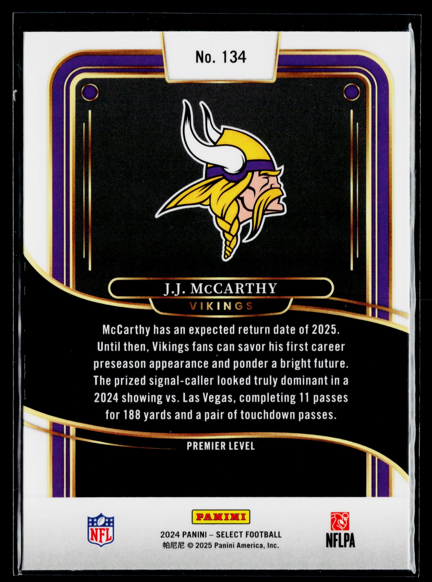 2024 Panini Select J.J. McCarthy Rookie #134