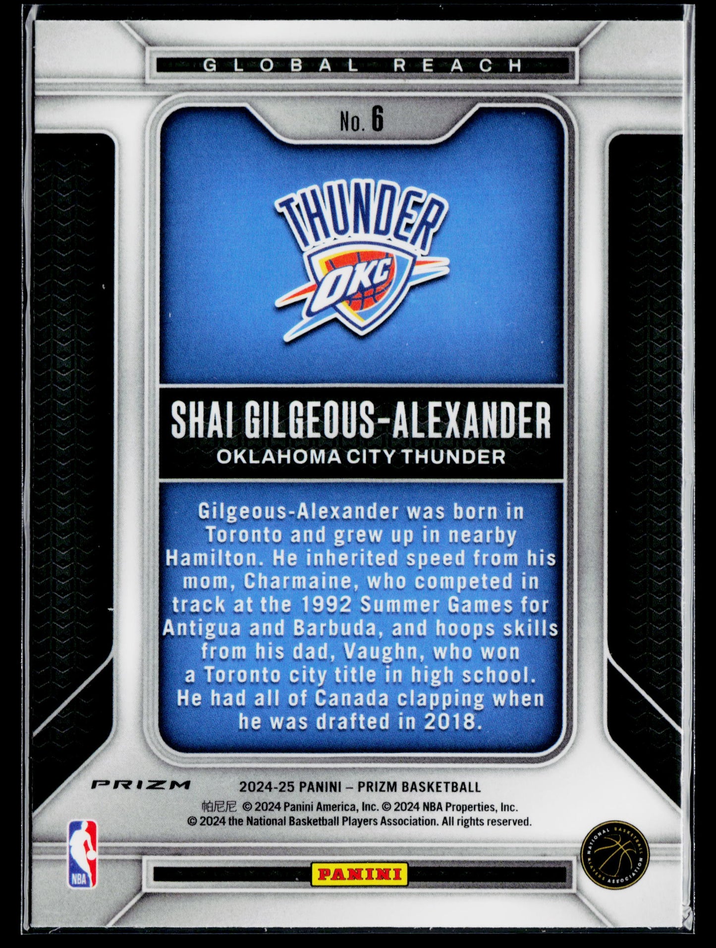 2024-25 Panini Prizm Shai Gilgeous-Alexander Global Reach Prizms Silver #6