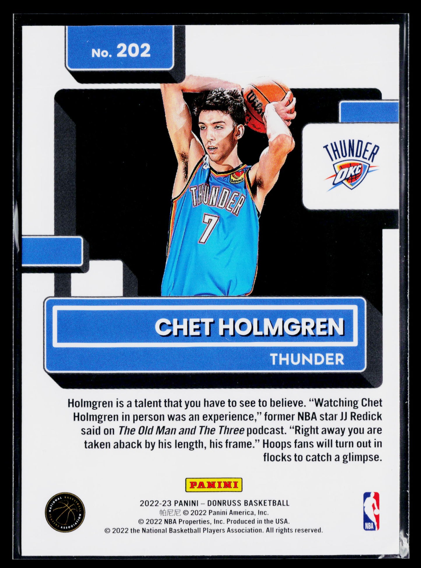 2022-23 Donruss Chet Holmgren Rookie #202