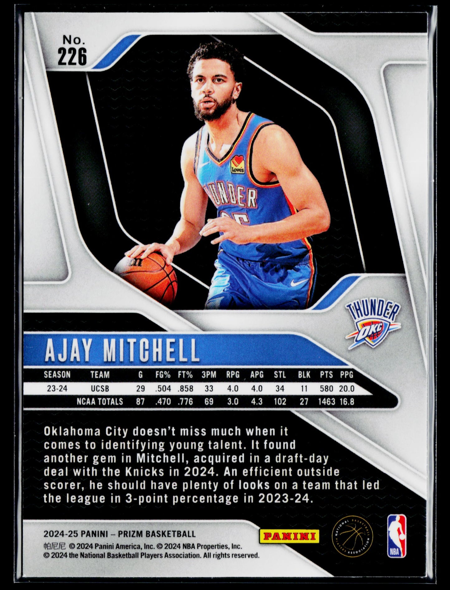 2024-25 Panini Prizm Ajay Mitchell Rookie #226