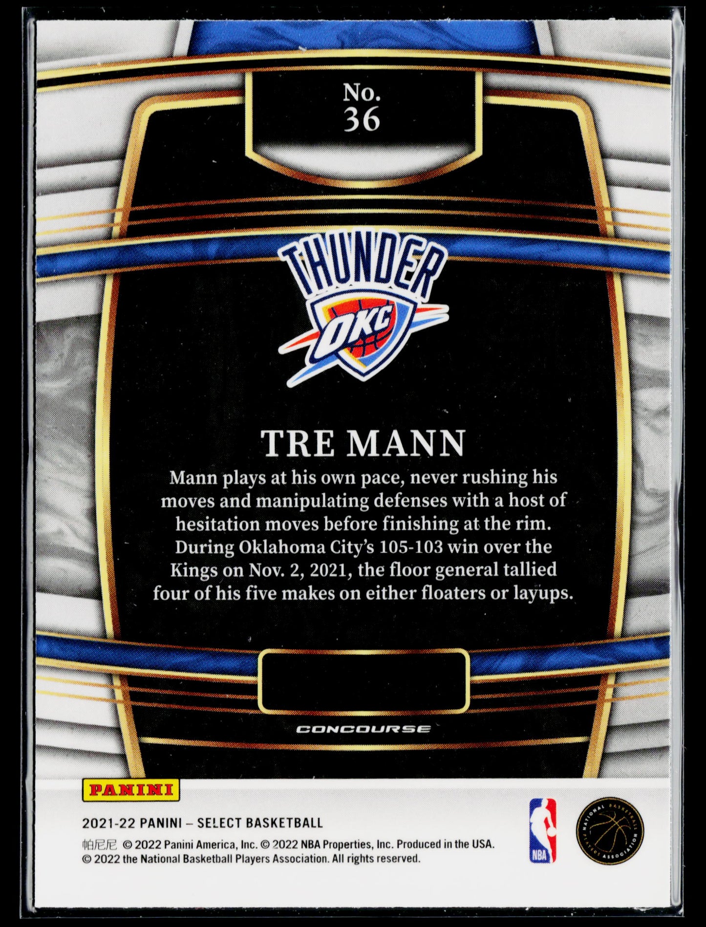 2021-22 Panini Select Tre Mann Rookie #36