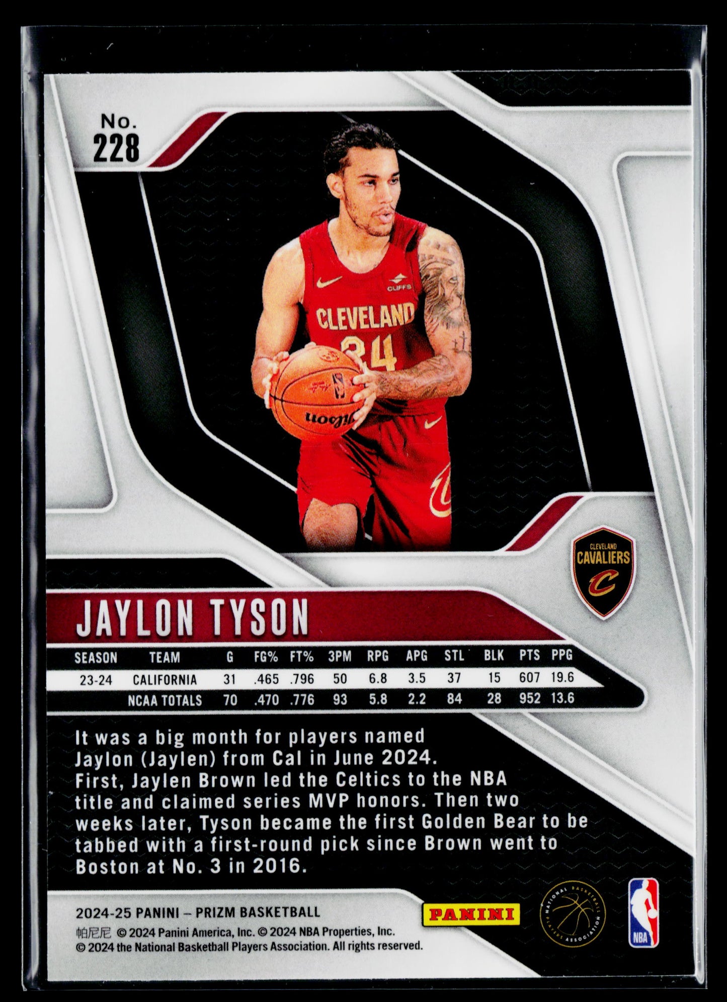 2024-25 Panini Prizm Jaylon Tyson Rookie #228