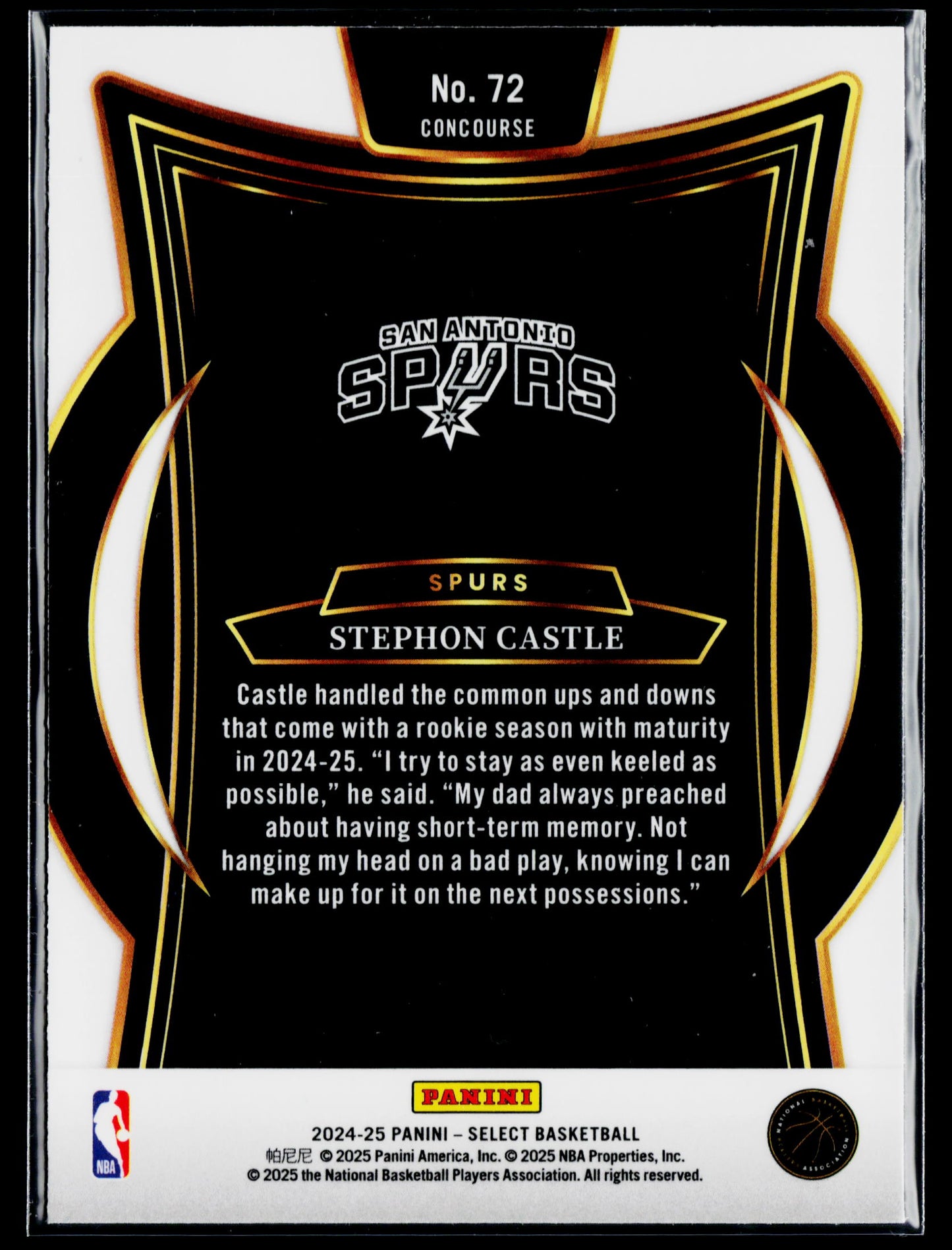 2024-25 Panini Select Stephon Castle Rookie #72