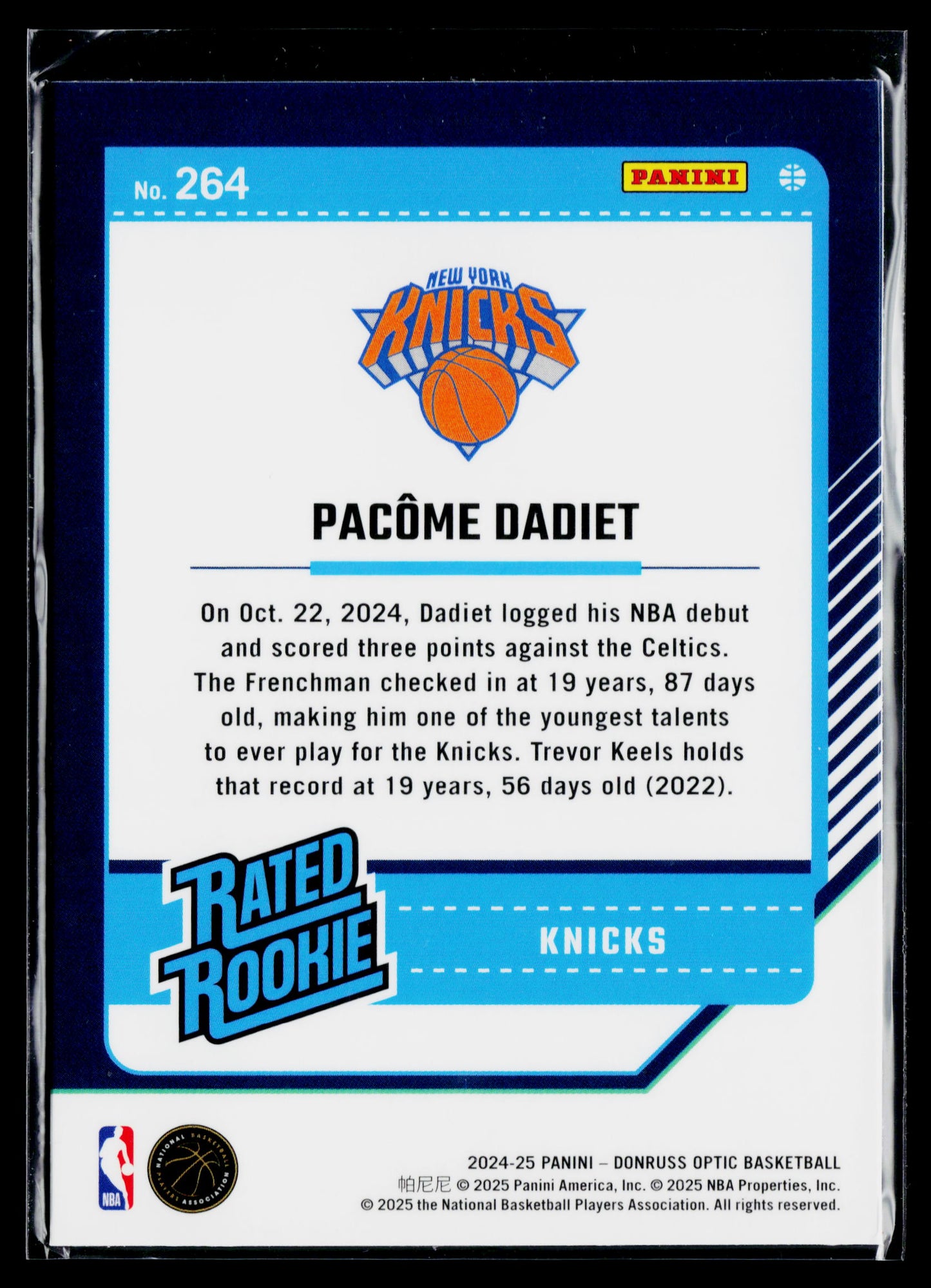 2024-25 Donruss Optic Pacome Dadiet Rookie #264