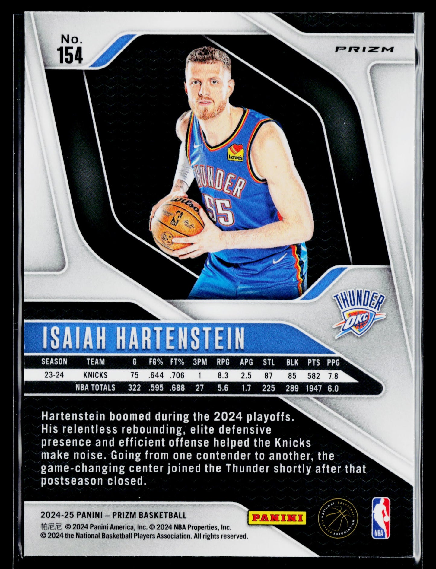 2024-25 Panini Prizm Isaiah Hartenstein Prizms Green Ice #154