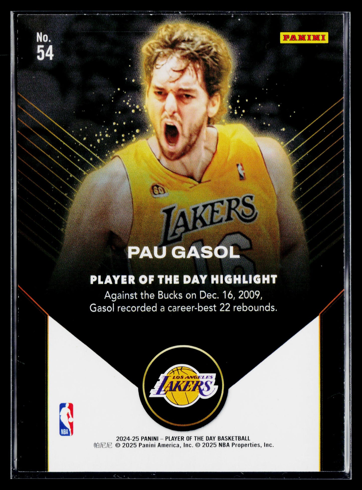 2024-25 Panini Player of the Day Pau Gasol Orange #/199 #54