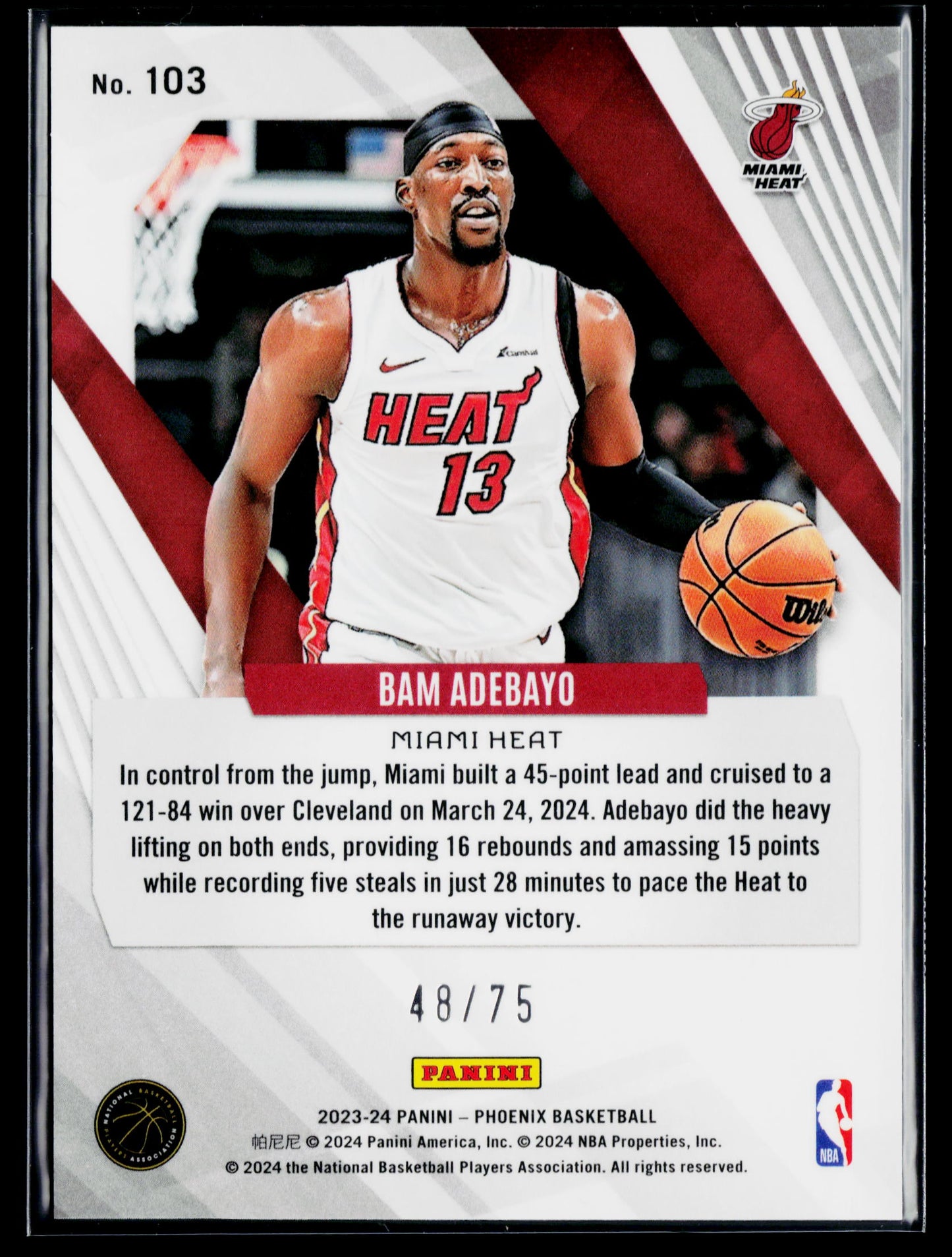 2023-24 Panini Phoenix Bam Adebayo International Red #/75 #103