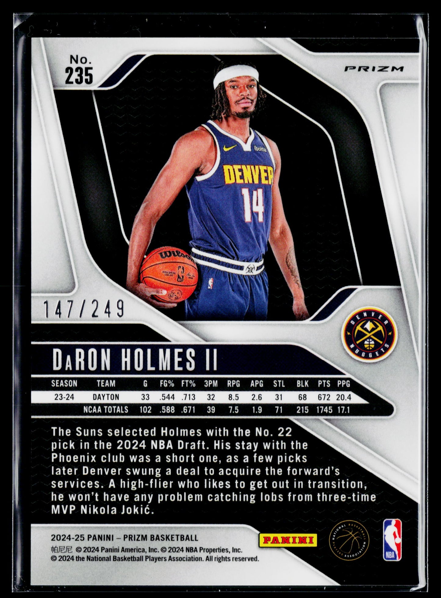 2024-25 Panini Prizm DaRon Holmes II Prizms Skewed #/249 #235